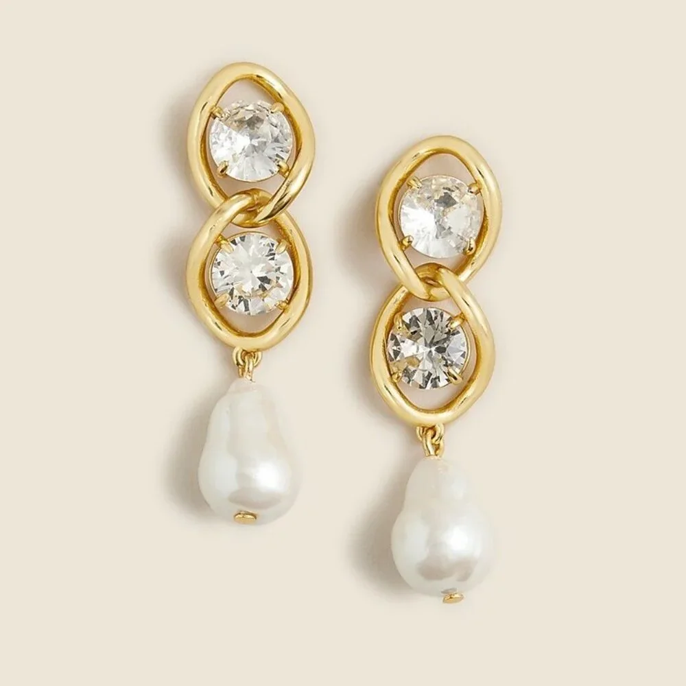 J.Crew Sparkle Pearl Chainlink Earrings - Picture 2 of 5